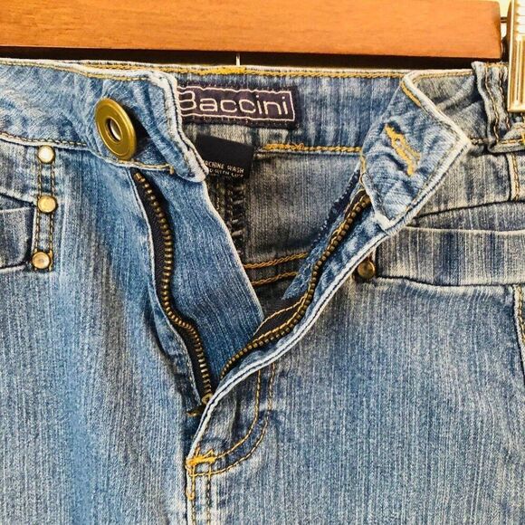 Baccini Womens Maxi Skirt 1X VTG Denim Embellished High Back Slit Country Wear - Picture 6 of 10